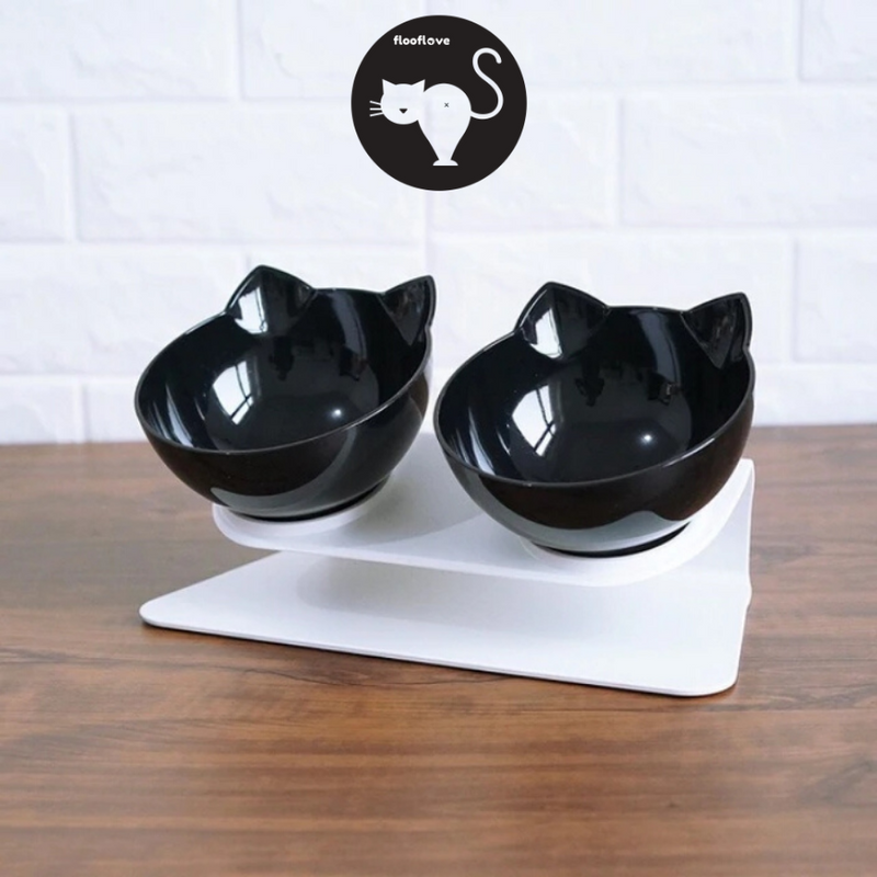 cat shaped cat bowl flooflove black