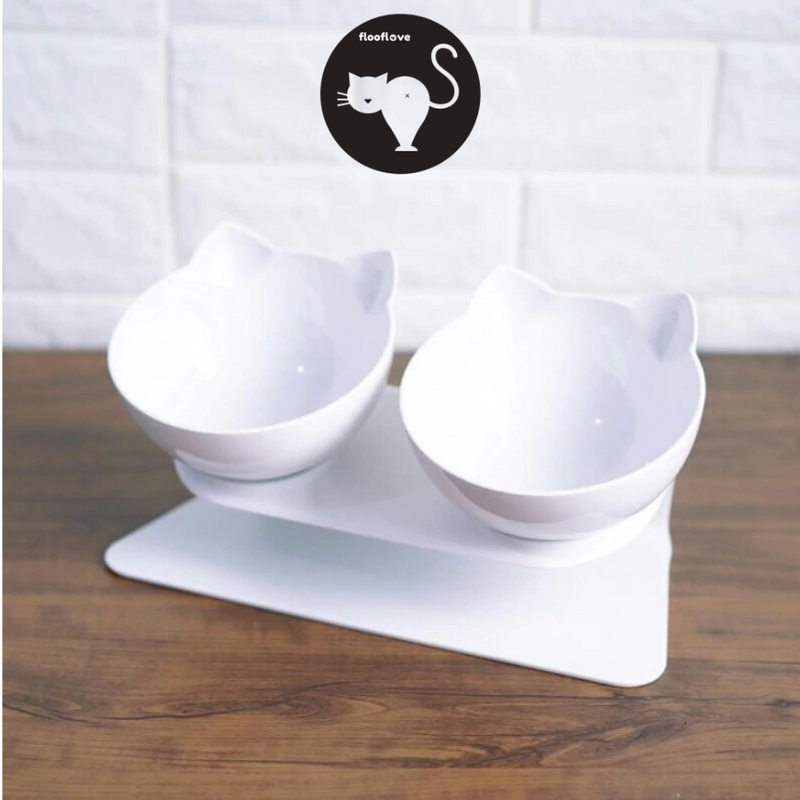 cat shaped cat bowl flooflove white